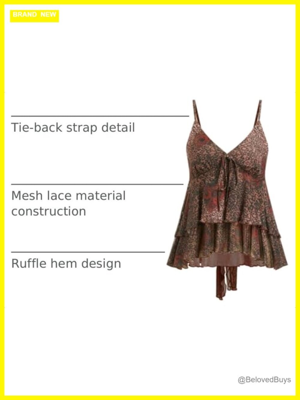 Mesh Asymmetrical Hem Tank Top Sleeveless V-Neck Going Out - Picture 3 of 6